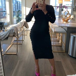 Sweater Dress with Gold Button Detail!